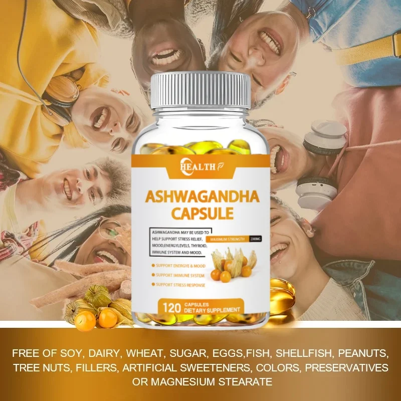 lAshwagandha Extra Capsule Energy & Endurance Supplements Brain&Memory Relief Stress Deep Sleep Vegetarian Care For Adult