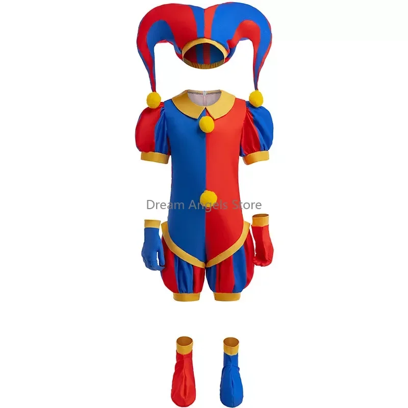 

New Magical Digital Circus Pamni Cosplay Tight Fitting Jumpsuit Pomni Role-playing Christmas Children's Adult Gift Costume