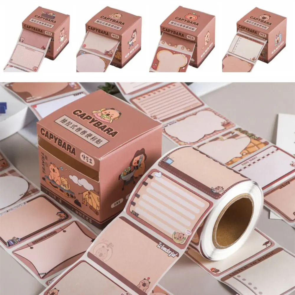 INS Kawaii Capybara Sticky Notes Creativo Pullable Capybara Memo Pad Stickable Roll Paper Tipo Cartoon Notepads Ritorno a scuola