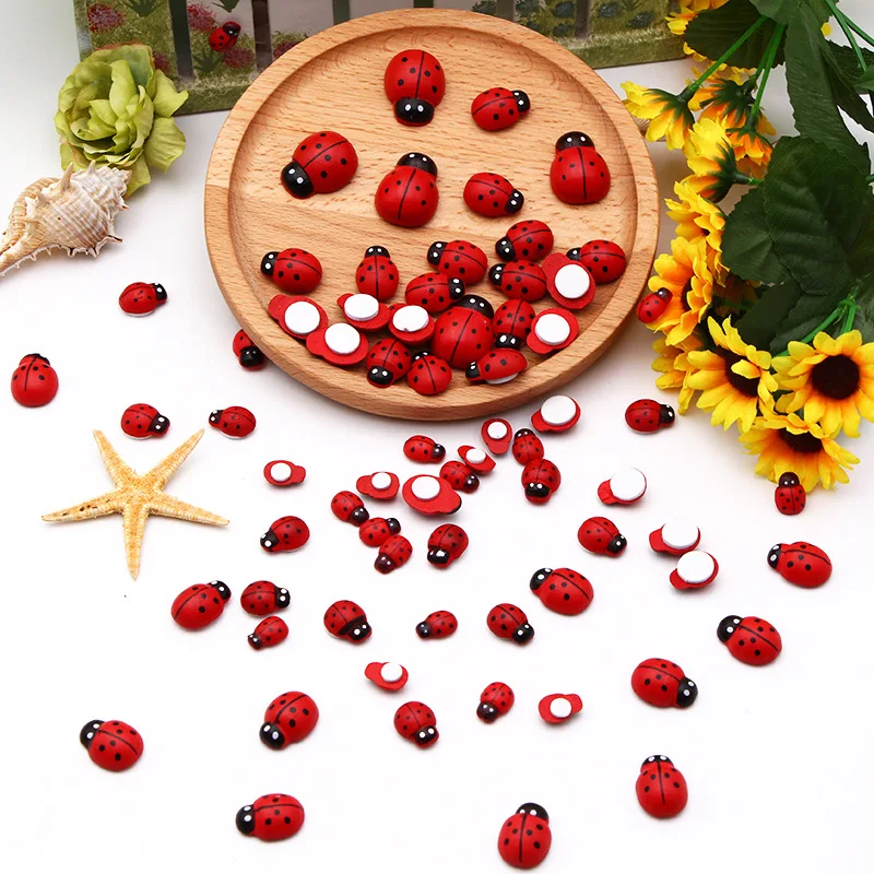 Colorful Wood Beetle and Ladybug Models, Moss Miniature Landscape Decor, DIY Craft Toy Accessories