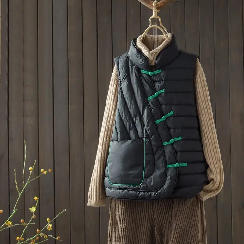 

Women's Cotton Vest 2025 Autumn Winter Fashion Korean Version Down Cotton Waistcoat Temperament Versatile Loose Female Jacket