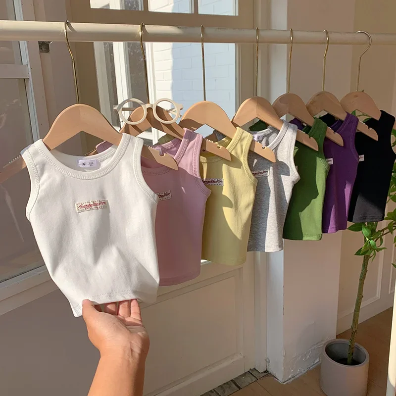 Kids Summer Clothes Sleeveless T-shirt Fashion Children T-shirt For Girls Boys Cotton Vest Tops