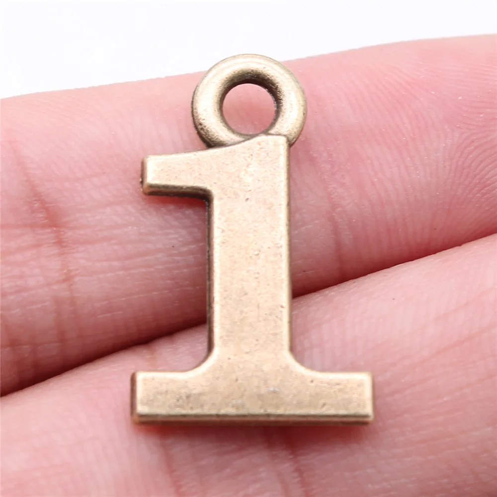 IFOCUS 10pcs/Lot Number 0~9 Charms For DIY Jewelry Making Zinc Alloy 26x16mm/1.02x0.63inch