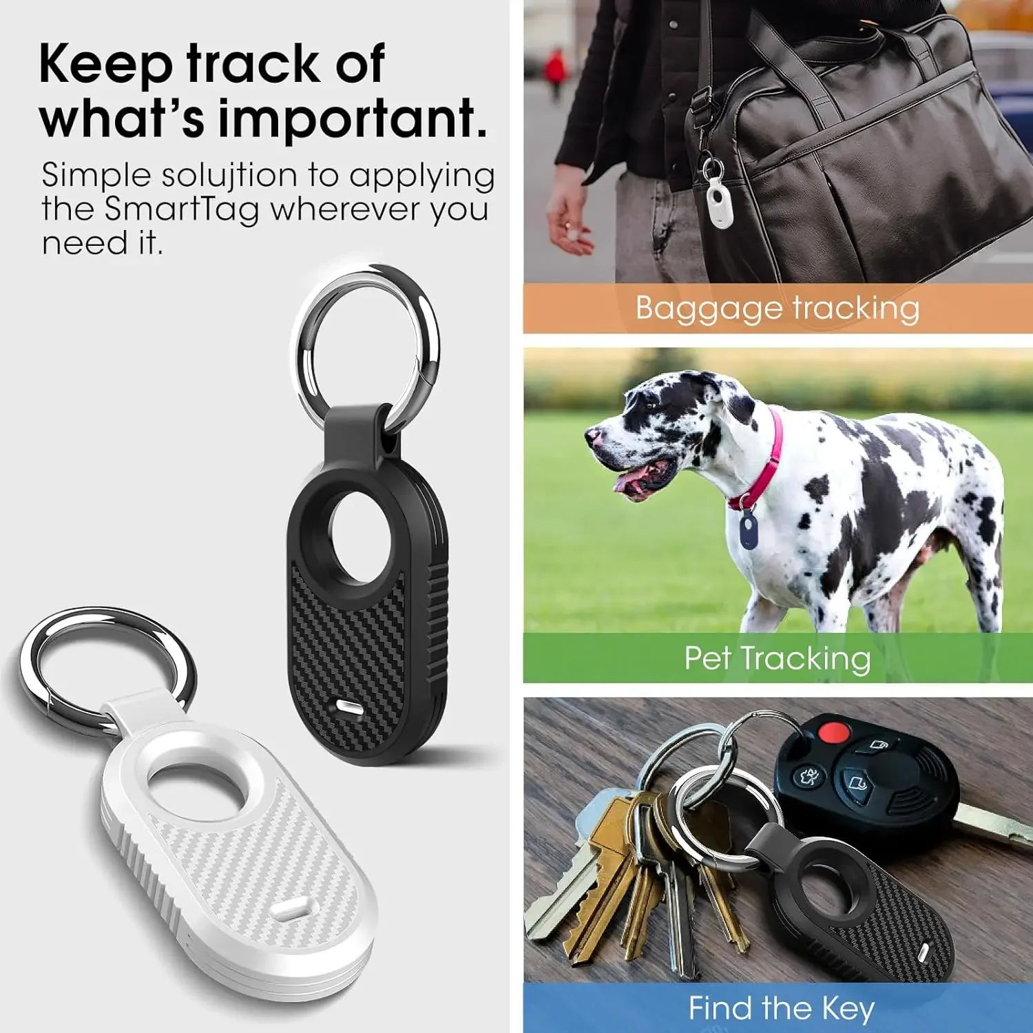 Carbon Fiber Style Case For Samsung Galaxy Smart Tag 2 Locator Anti-lost Backpack Keychain TPU Soft Silicone Protect Back Cover