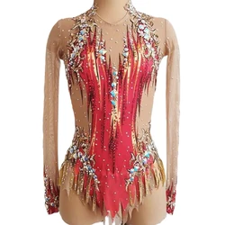 Artistic Gymnastics Leotards Shiny Red Girls Competition Dance Wear Costume Breathable Rhythmic Gymnastic Ballet Leotard