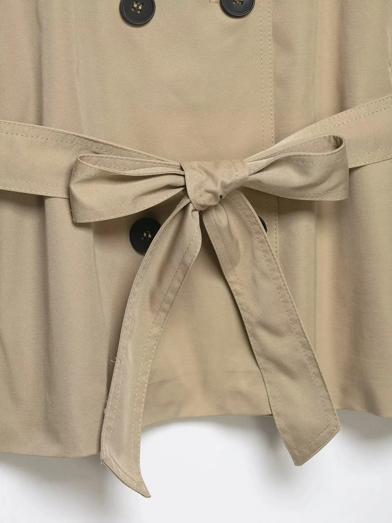 Damen Cropped Trenchcoats Herbst-Outfit für Frauen Doppelreihige Stehkragen-Mäntel Damen Casual Vintage Jacken – Detail 9
