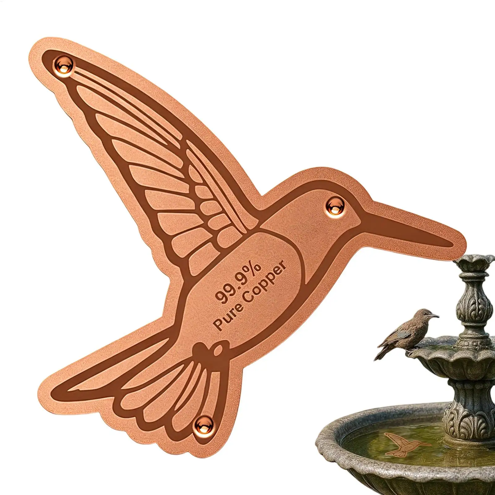 Copper Bird Bath Portable Cleaning Safe Bowl Dish Bird Bath Copper for Outside Outdoor Garden Yard Backyard Patio Balcony Ground - view 3