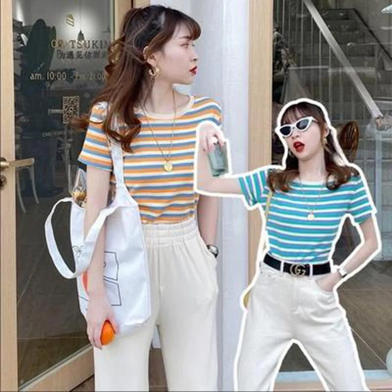 MRMT 2024 Brand New Striped Short Sleeve T-Shirt Ladies Women\'s Decoration Top Bottom Shirt t-Shirt For Female Tops