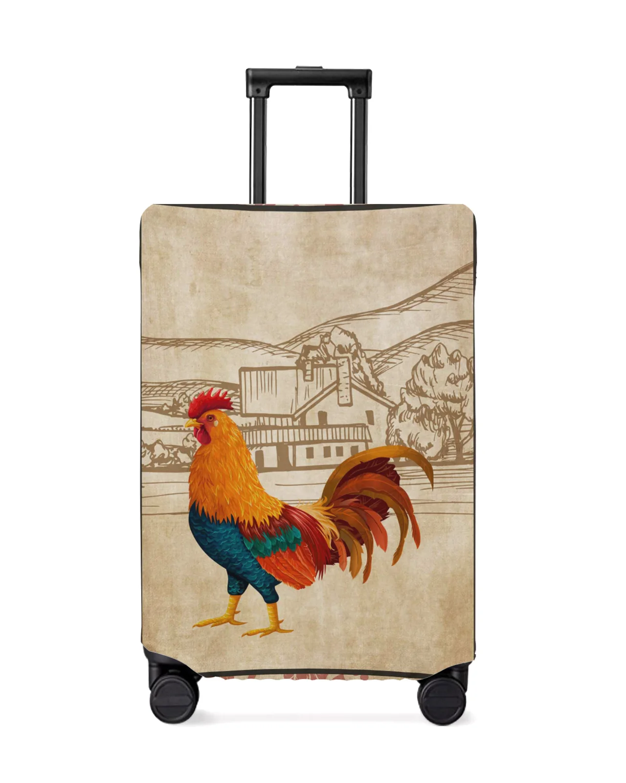 

Farm Rooster Pattern Retro Travel Luggage Protective Cover for Travel Accessories Suitcase Elastic Dust Case Protect Sleeve