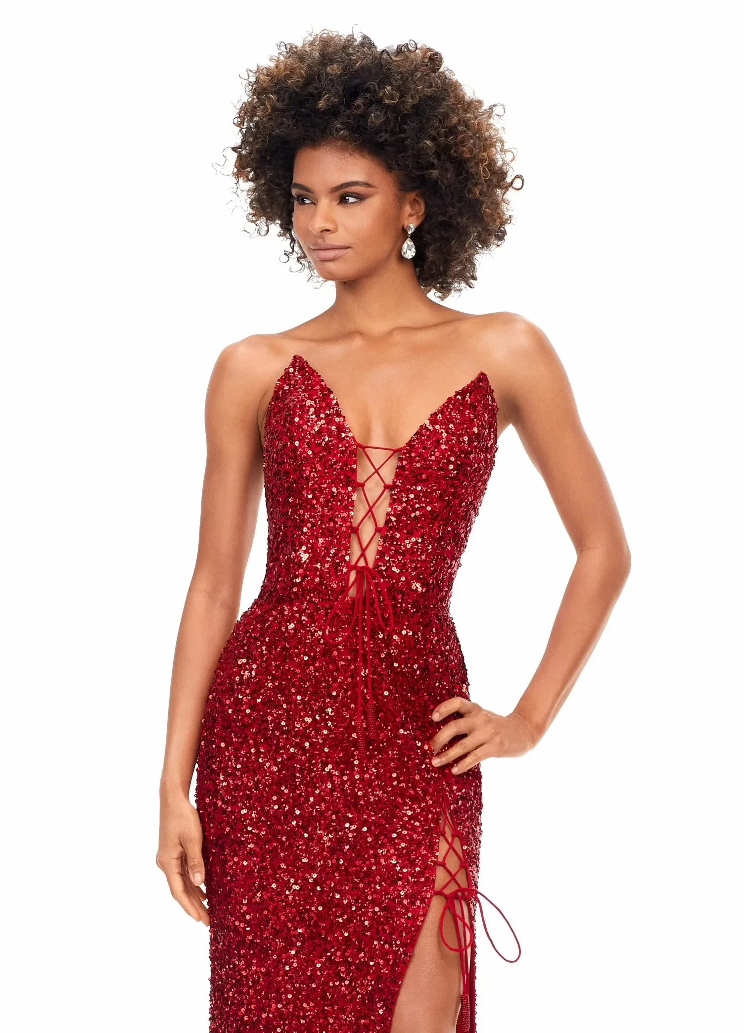 فستان حفلة موسيقية نسائي ذهبي مطرز لامع على شكل حرف V فستان حورية البحر للحفلات مثير بفتحة عالية ثوب مسائي Vestdos De Fiesta مخصص