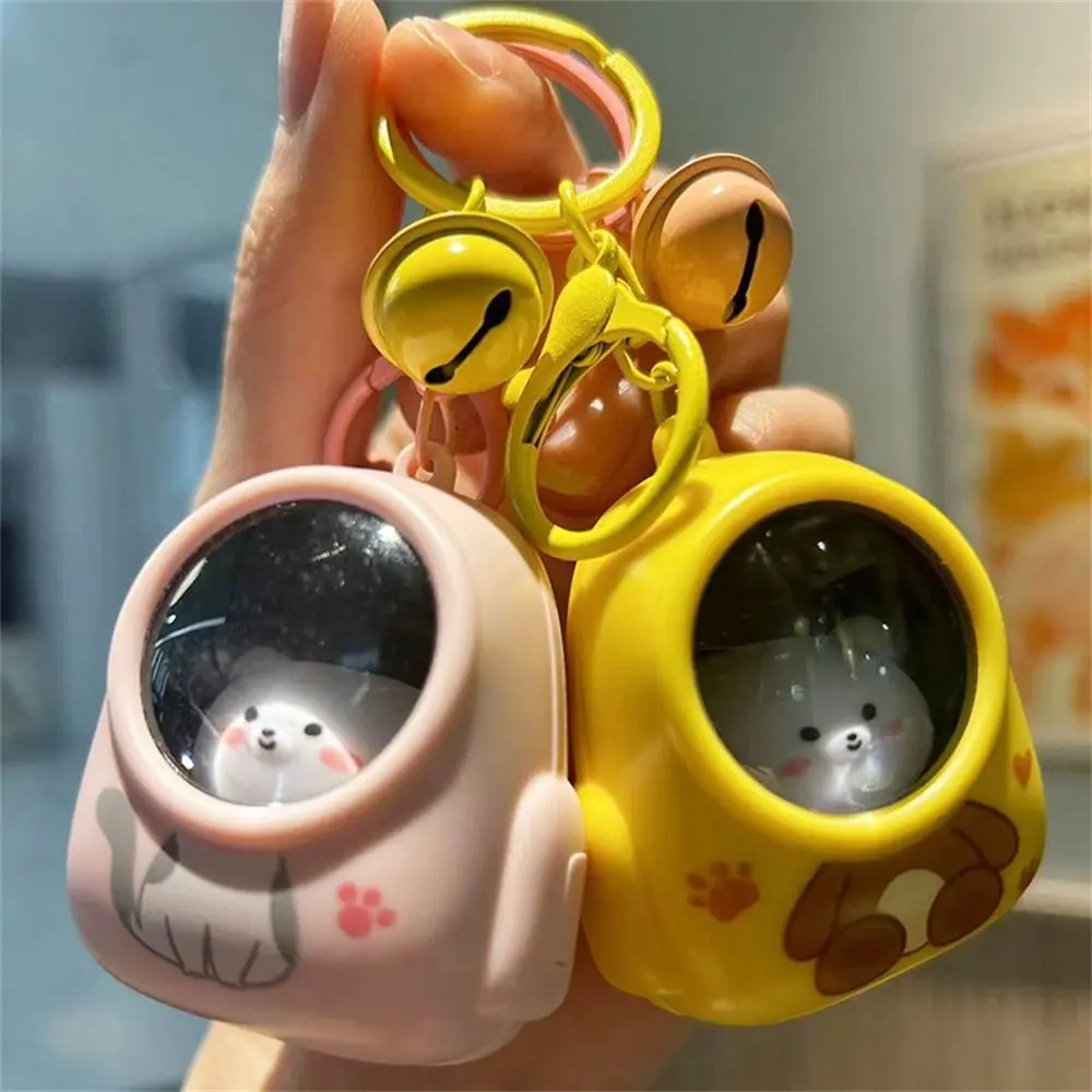 Light-emitting Cat Bear Keychain Couple Pendant Ambient Light Night Light Keyring Bag Charm Cartoon Cat Astronaut Keychain