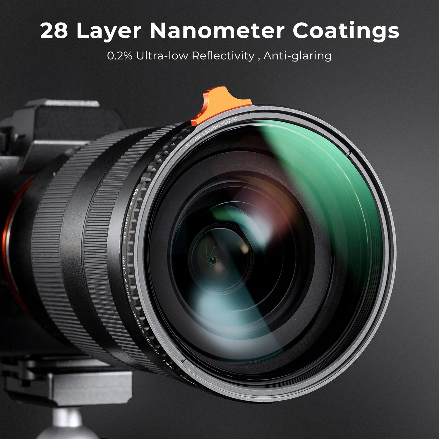 K & F Concept Nano-X Serie Ware Kleur ND2-ND32 Variabele Nd Filter 28 Lagen Anti-Reflectie Groene Film 49-82Mm Camera Lensfilter