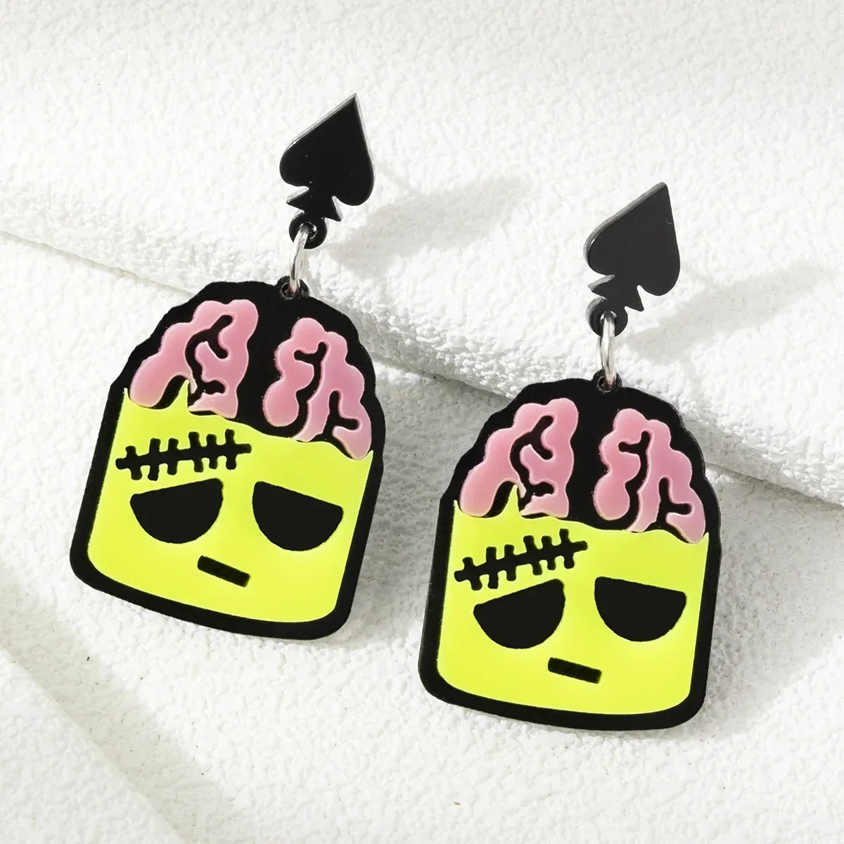 Funny Zombie Brain Earrings for Women Colorful Little Witch Ear Jewelry for Halloween