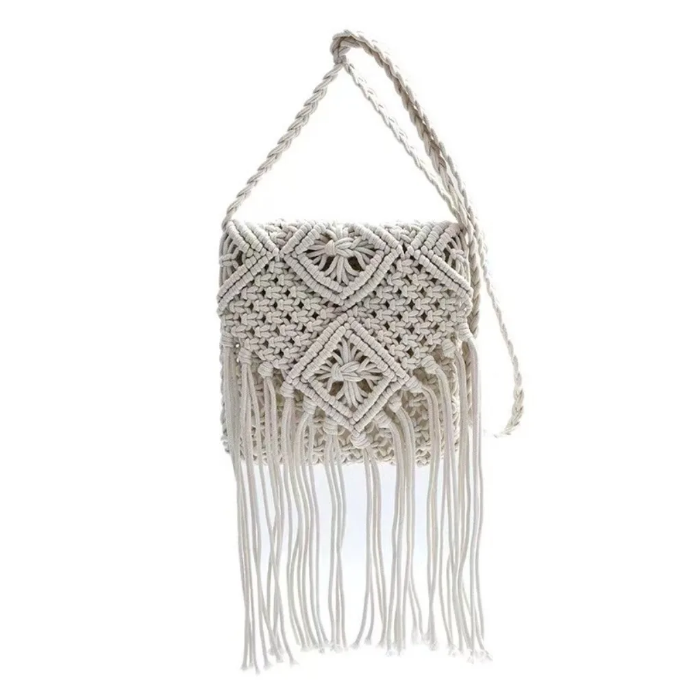 

Simple Ethnic Style Woven Straw Bag Bohemian Style Fringe Tassel Shoulder Bag Messenger Bag Phone Bag Women Crossbody Bag Girl