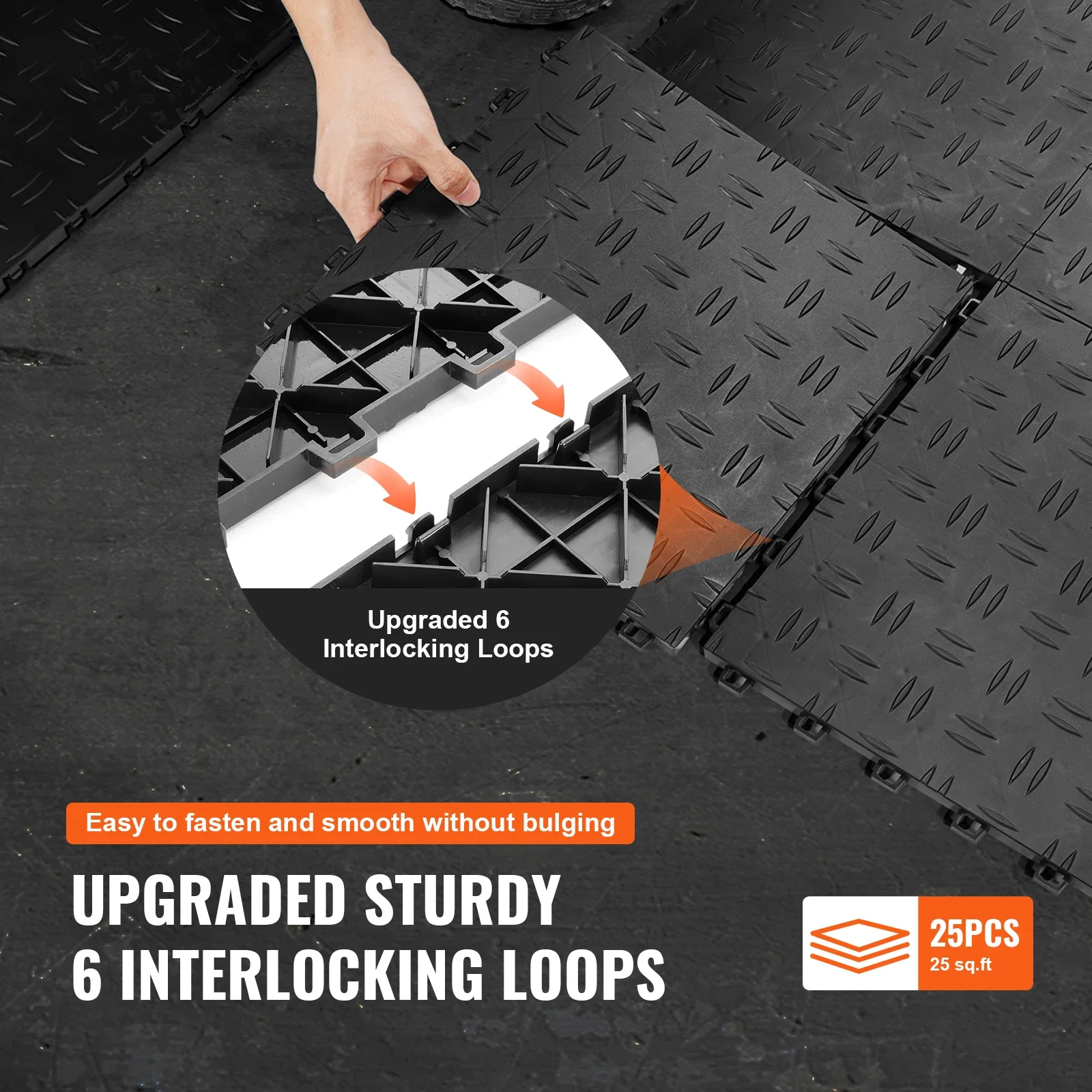 Garage Tiles Interlocking Garage Floor Covering Tiles Non-Slip Double-Sided Texture