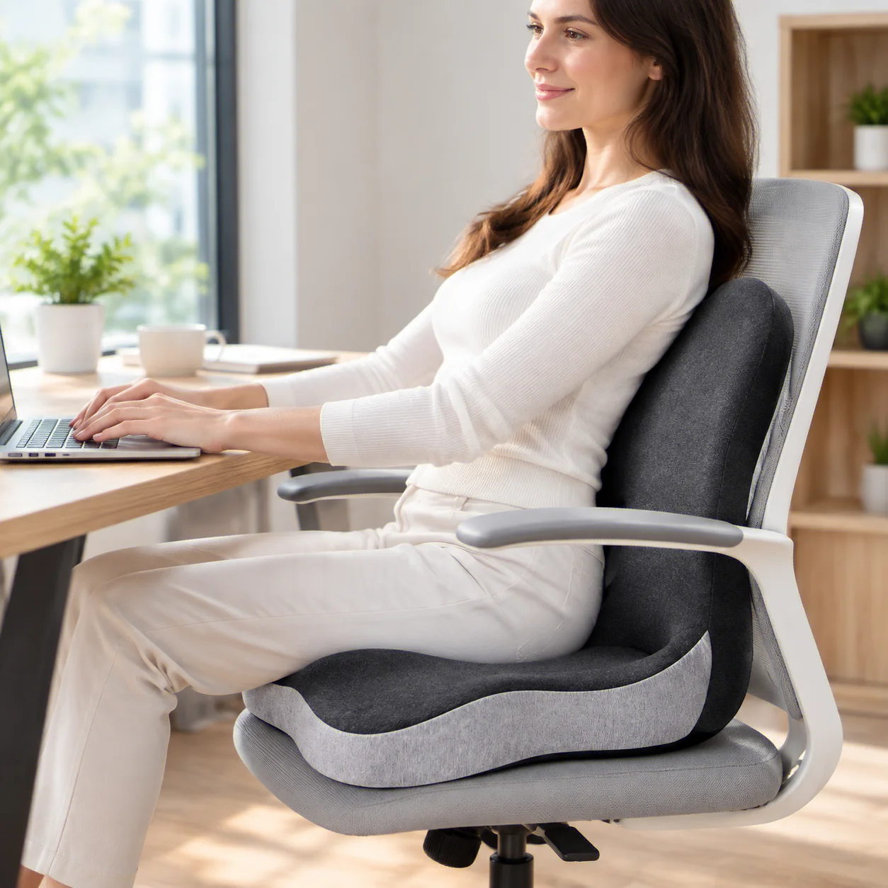 HTMCK Memory Foam Lumbar Support Waist Pillow Car Seat & Office Chair Cushion Car Accessories image 5