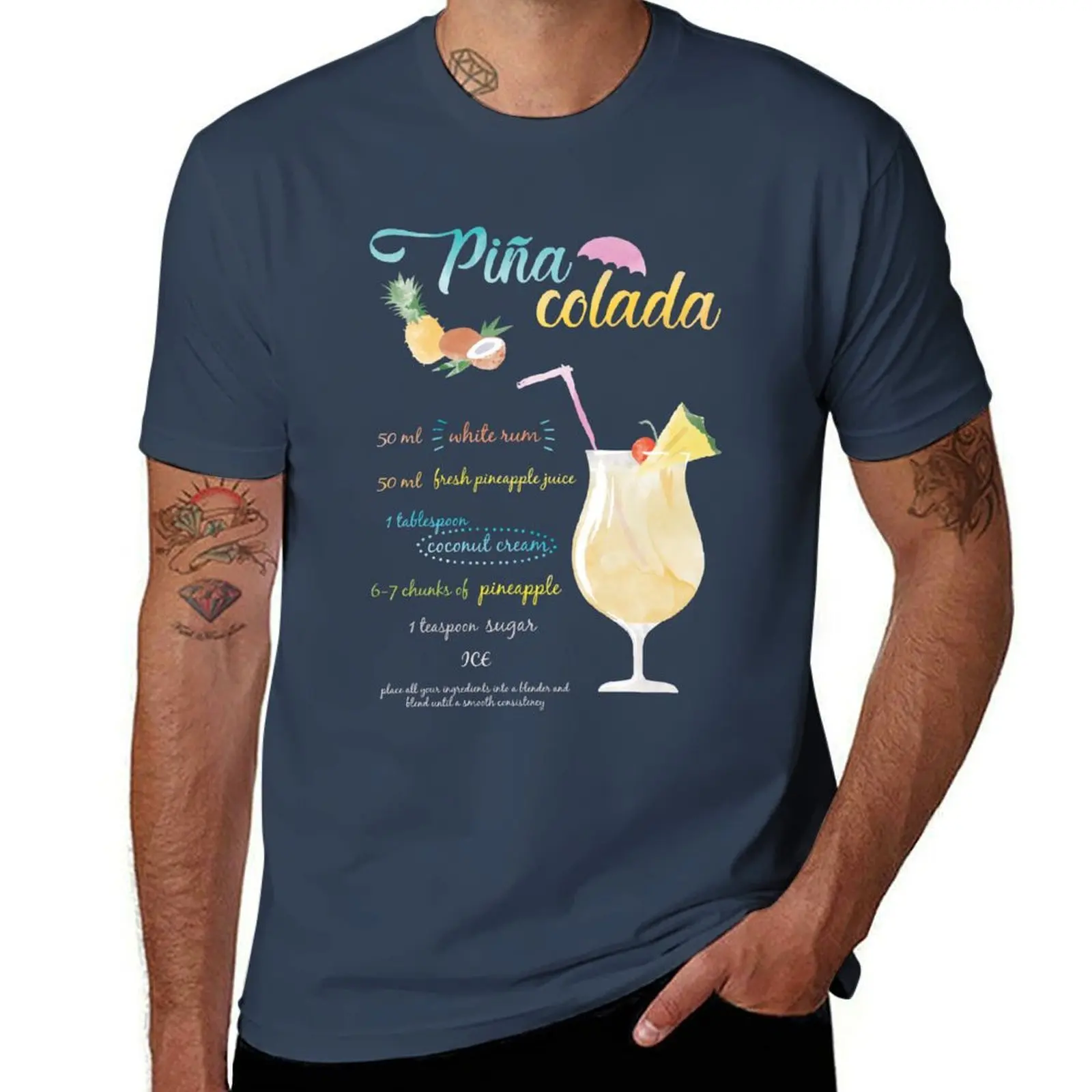 

Футболка с акварелью Pina Colada, мужская футболка, летняя хлопковая футболка, мужские футболки для мужчин, хлопковая забавная футболка