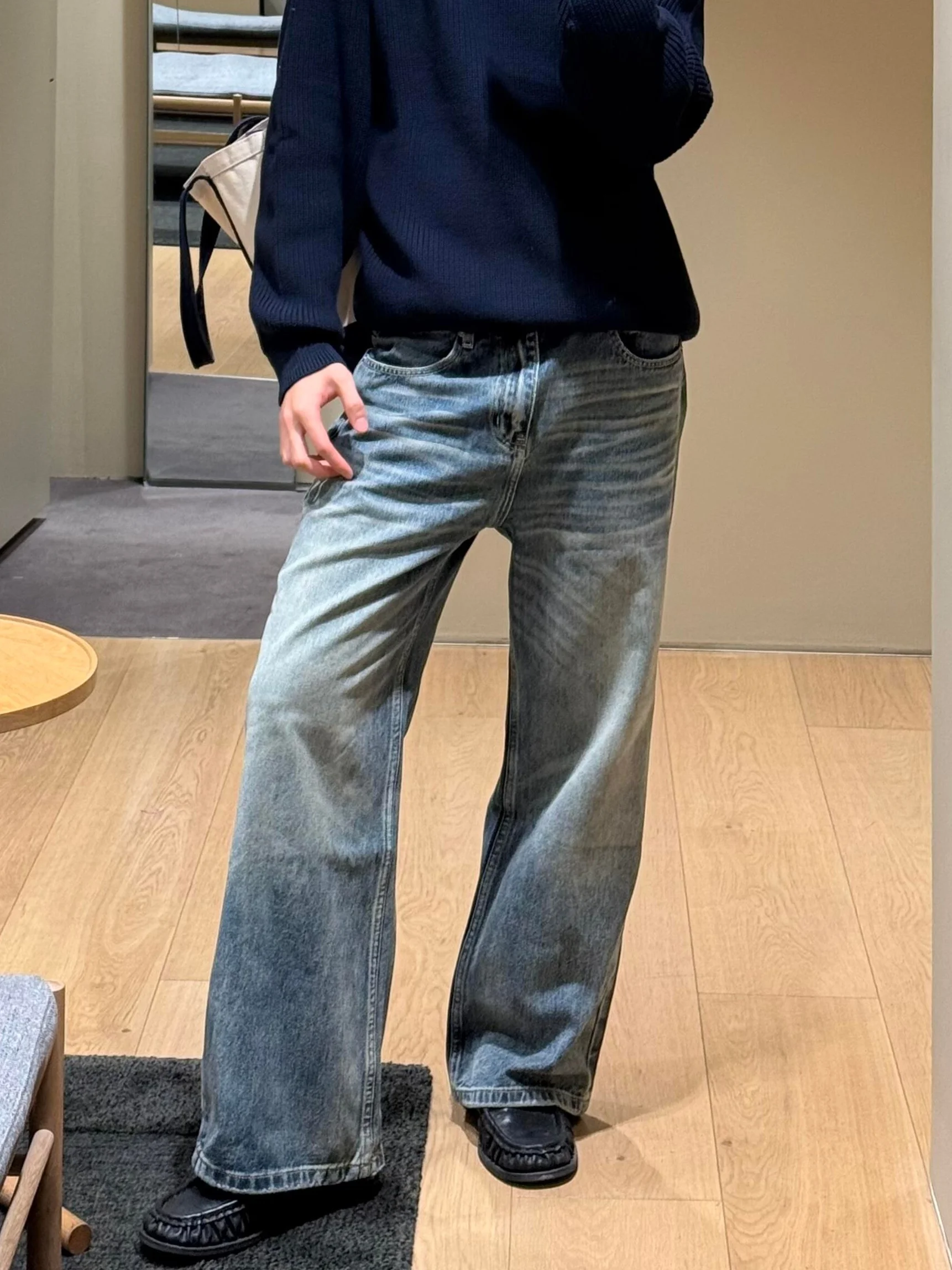 

Cleanfit American Sle Men's Jeans Distred Waed Loose Straight Leg Casual Trousers Youth Faion Non-Stretch