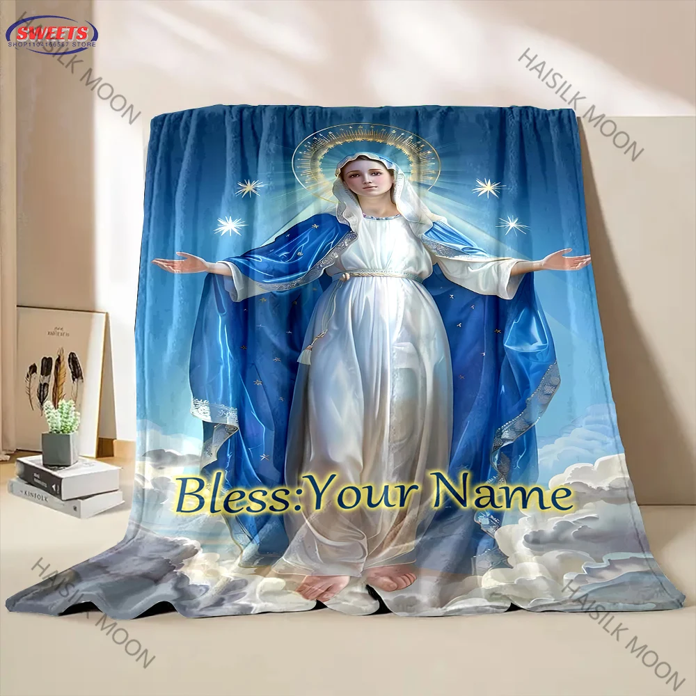 

Customize Your Own Virgin Mary Blanket Customized Name Personalized Blanket Various Sizes Sofa Nap Soft and Fluffy Blanket Gift