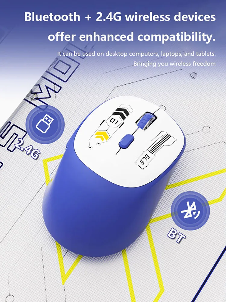 Bluetooth 5.2 Mouse RGB 2.4G Wireless Mouse Dual-Mode Gaming Mouse 6 Buttons Silent Mouse For MacBook Tablet Laptops Computer