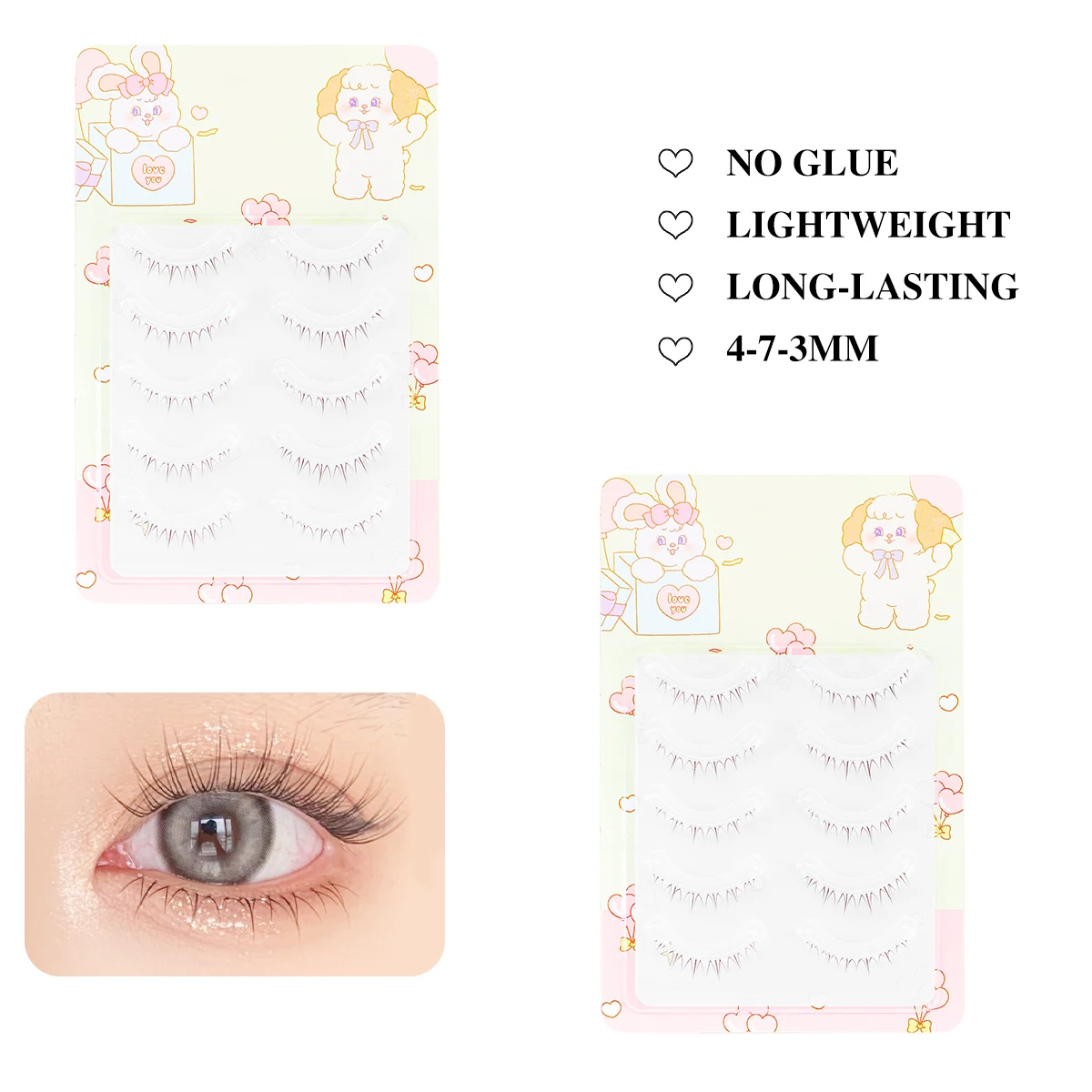 4-7mm Under Lashes Little Flame Lower Brown Eyelashes Natural Short Style Hand Painted Fake Eye Lashes Makeup Doll Eye W41