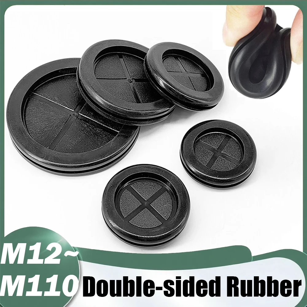 Black Round Grommet Protective Coil Double-sided Rubber Firewall Hole Plug Retaining Ring Parts Car Electrical Wire Gasket