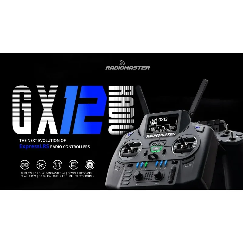 Original Radiomaster 1000HZ 3D Digital CNC Hall Gimbal Dual Band Antenna Gemini XROSSBAND EXpressLRS Radio Controller GX12 view 4