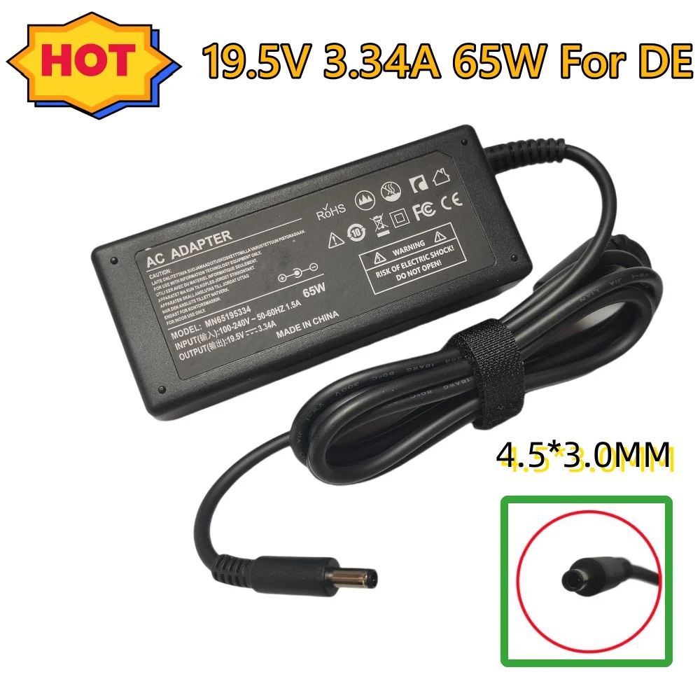 

19.5V 3.34A 4.5*3.0mm 65W Laptop AC Power Adapter Charger for Dell Inspiron 13 14 15 3000 5000 5558 3558 3551 3552 5551 5559