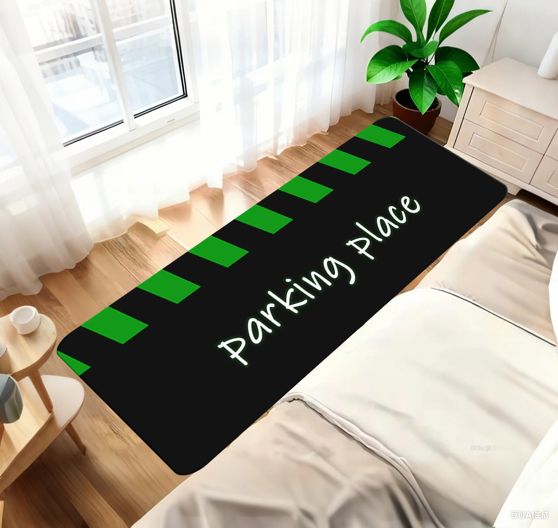 Racing themed carpet, machine washed, stain resistant, anti slip motorcycle display mat, suitable for bedroom, garage, and home