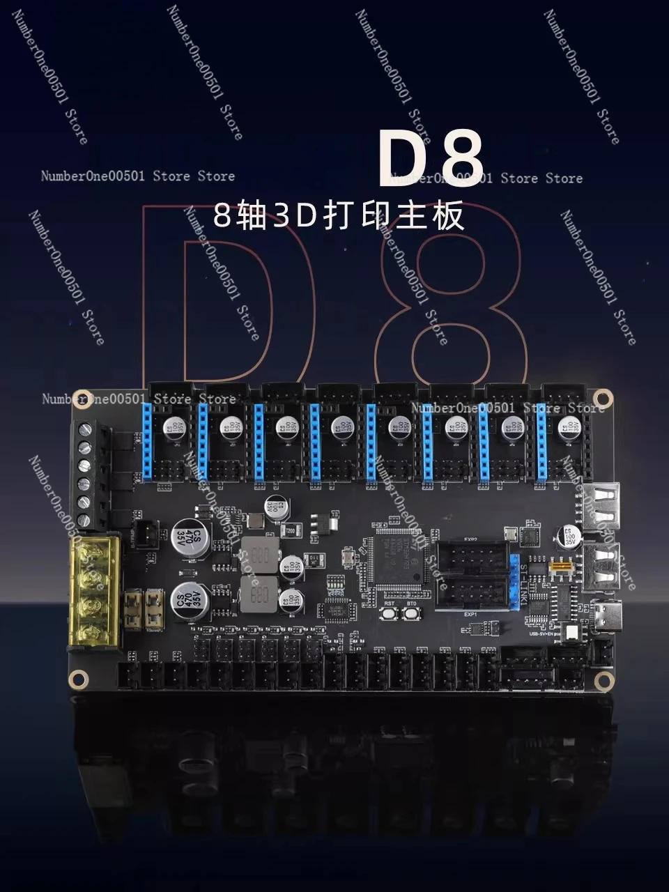 

3D D8 8 Axis Main Board for Klipper 3D Printer Voron 2.4 Trident