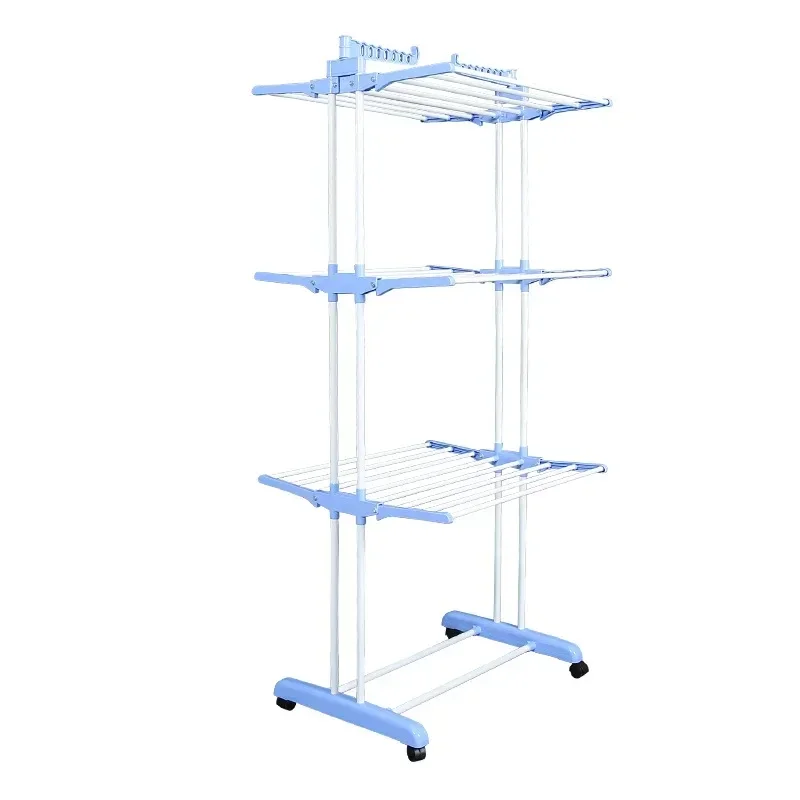 

Home Clothes Rack Landing 3-layer Clothes Hangers Telescopic Folding Laundry Rack Multi-scene Suitable for Drying Rack CX328MB