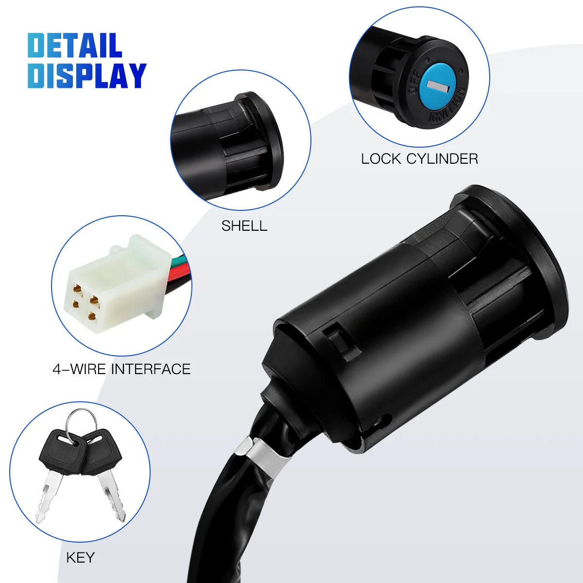 

Ignition Lock Cylinder Starter Switch Lock Keys Black Improve Ignition Efficiency for Motorcycle Atv Electric Vehicles