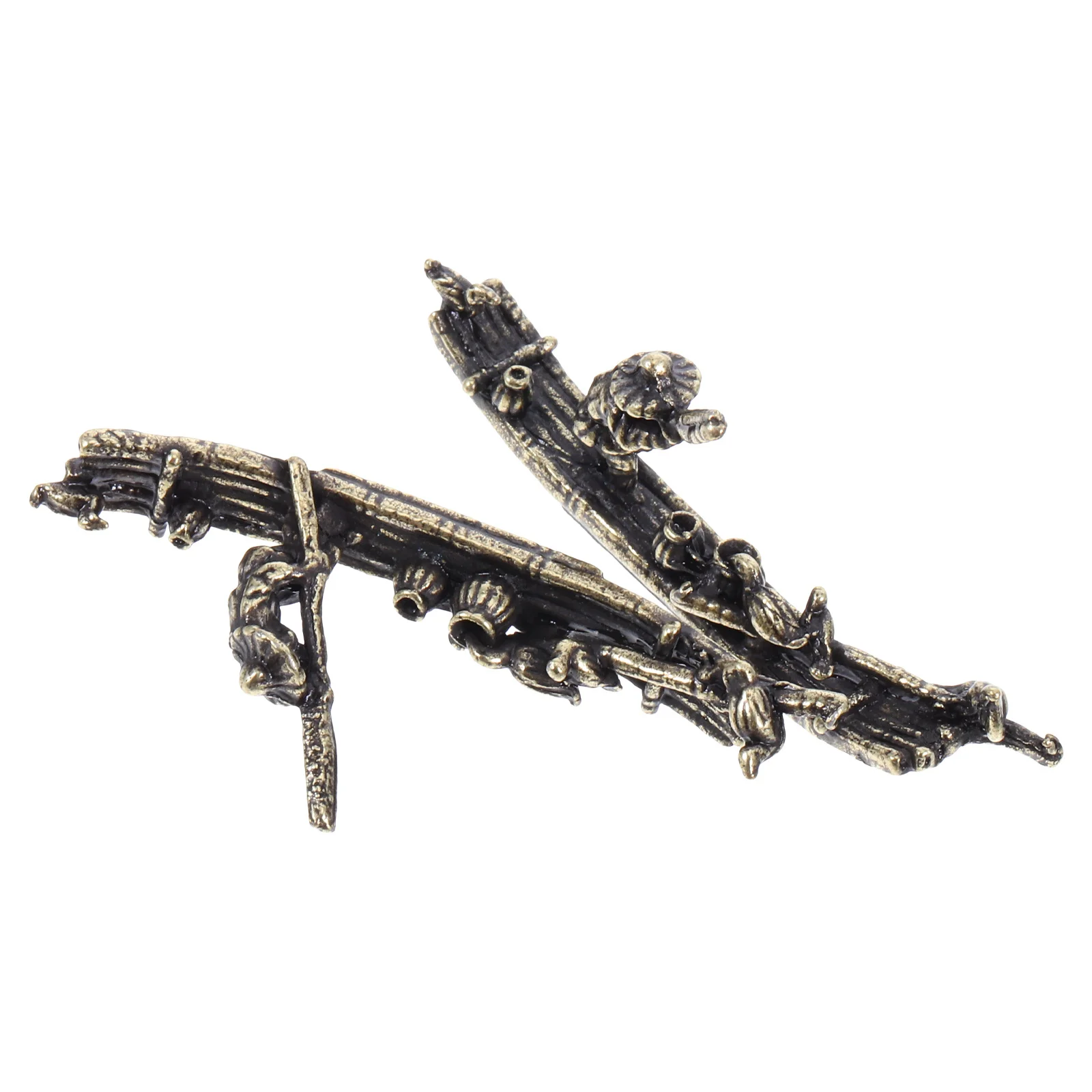 

2pcs Miniature Brass Fishing Boat Statue Realistic Fisherman For Desktop Cabinet Decor Sand Table Accessories Home