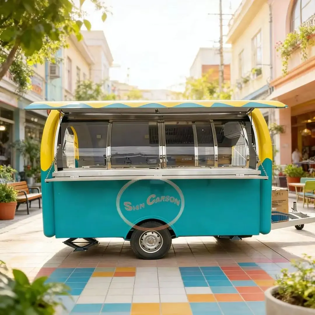 Yellow And Turquoise Contrasting Color Scheme Cute round Body with Expandable Serving Window for [Category]