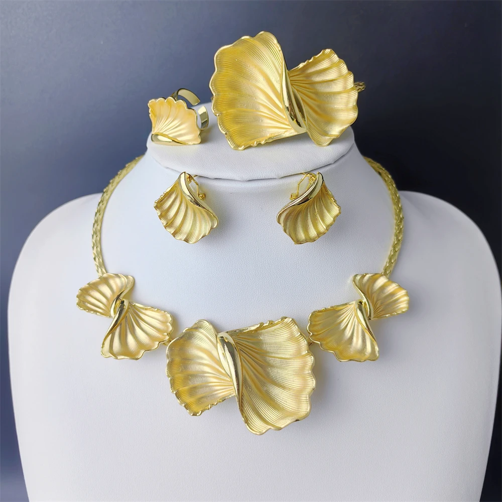 STAR Women Jewelry Set Simple Pendant Dubai Gold Plated Necklace For Daily Party Pairing Summer Jewelry