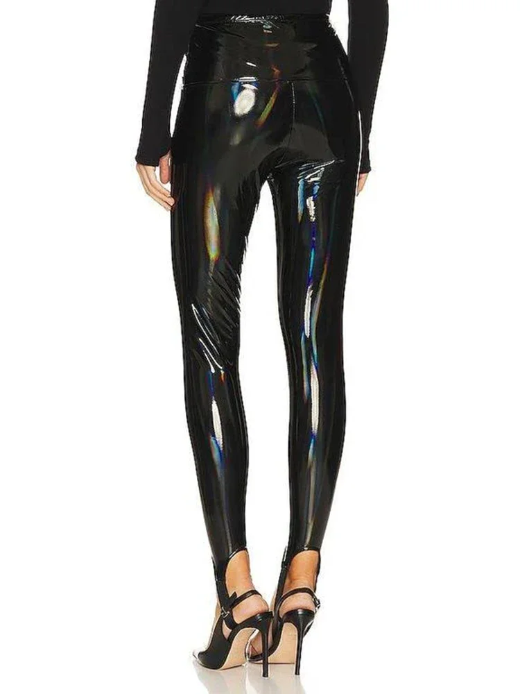 Shiny Faux Latex Leather Leggind Women High Waist Strtch Slim Colorful Pants PU Bodycon Pantyhose Custom Clubwearc PVC Trousers