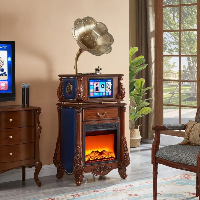 Display phonograph retro vinyl record play****** song ordering dual microphone big stereo record player
