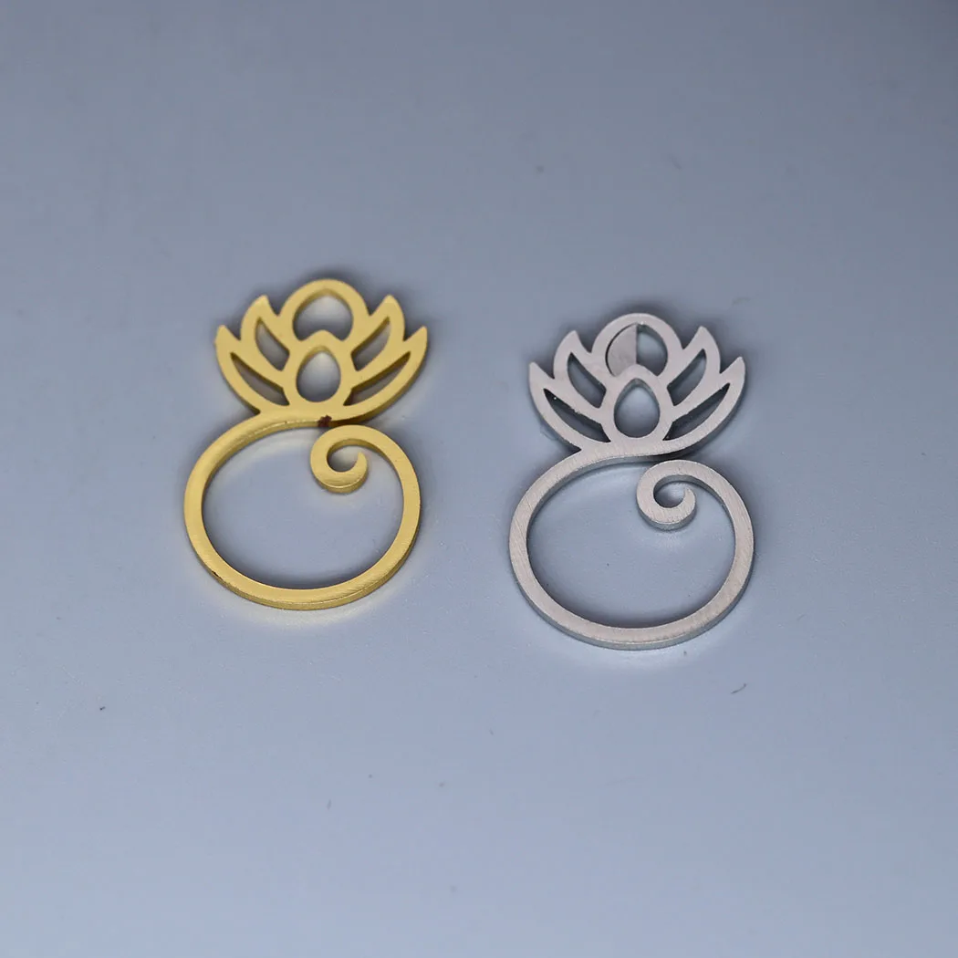 5pcs/lot Lotus Flower Simple Charm Pendant For Necklace Bracelets Jewelry Crafts Making Findings Handmade Stainless Steel Charm