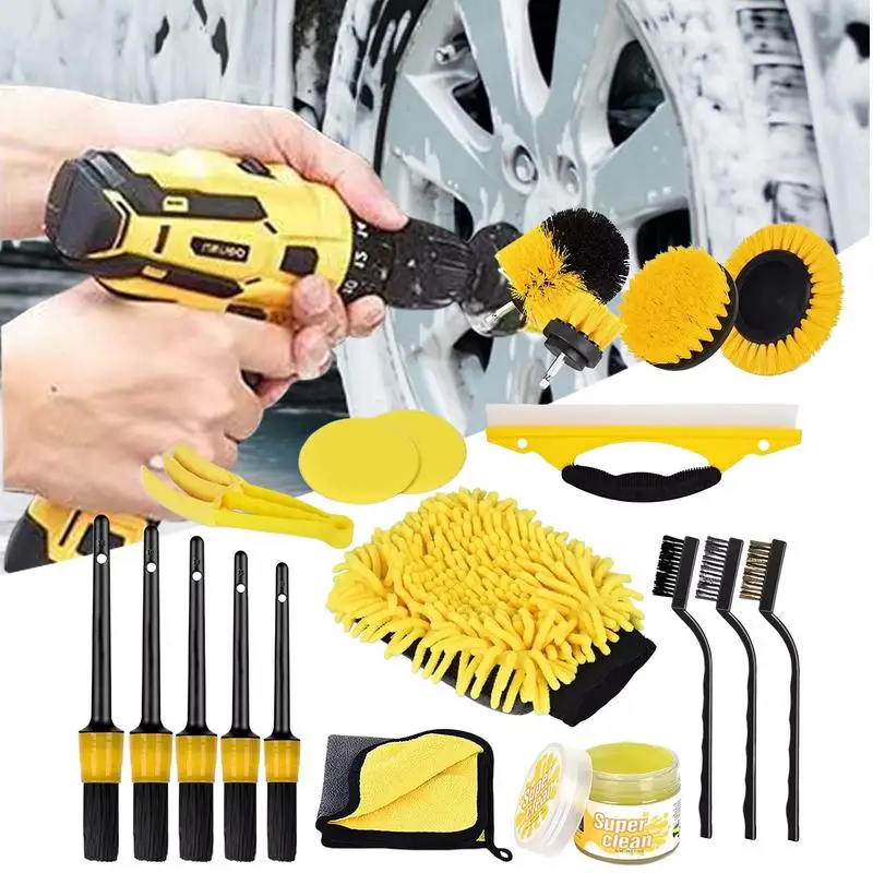 

22PCS New Auto Interior Cleaning Brush Set Car Cleaning Kit Scrubber Drill Detailing Brush Set Interior Car Cleaning Kit