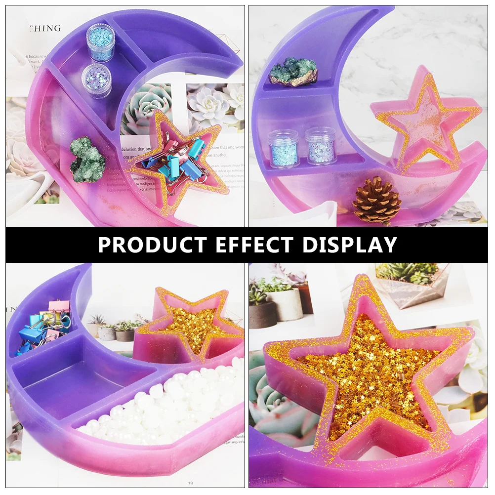 

1pc Moon Star Silicone Mold Diy Storage Box Casting Mould For Jewelry Organizer Epoxy Resin Craft Desktop Display Rack Reusable