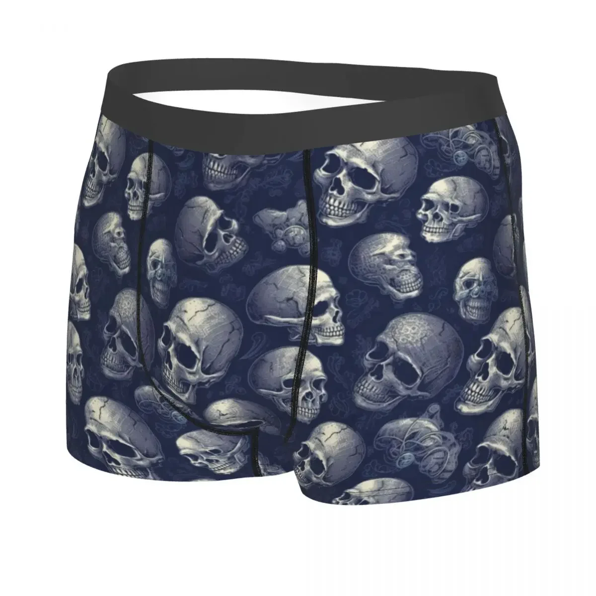 Dark Floral Skull Macabre Art Underwear Men Stretch Gothic Occult Boxer Briefs Shorts Panties Soft Sexy Underpants For Male