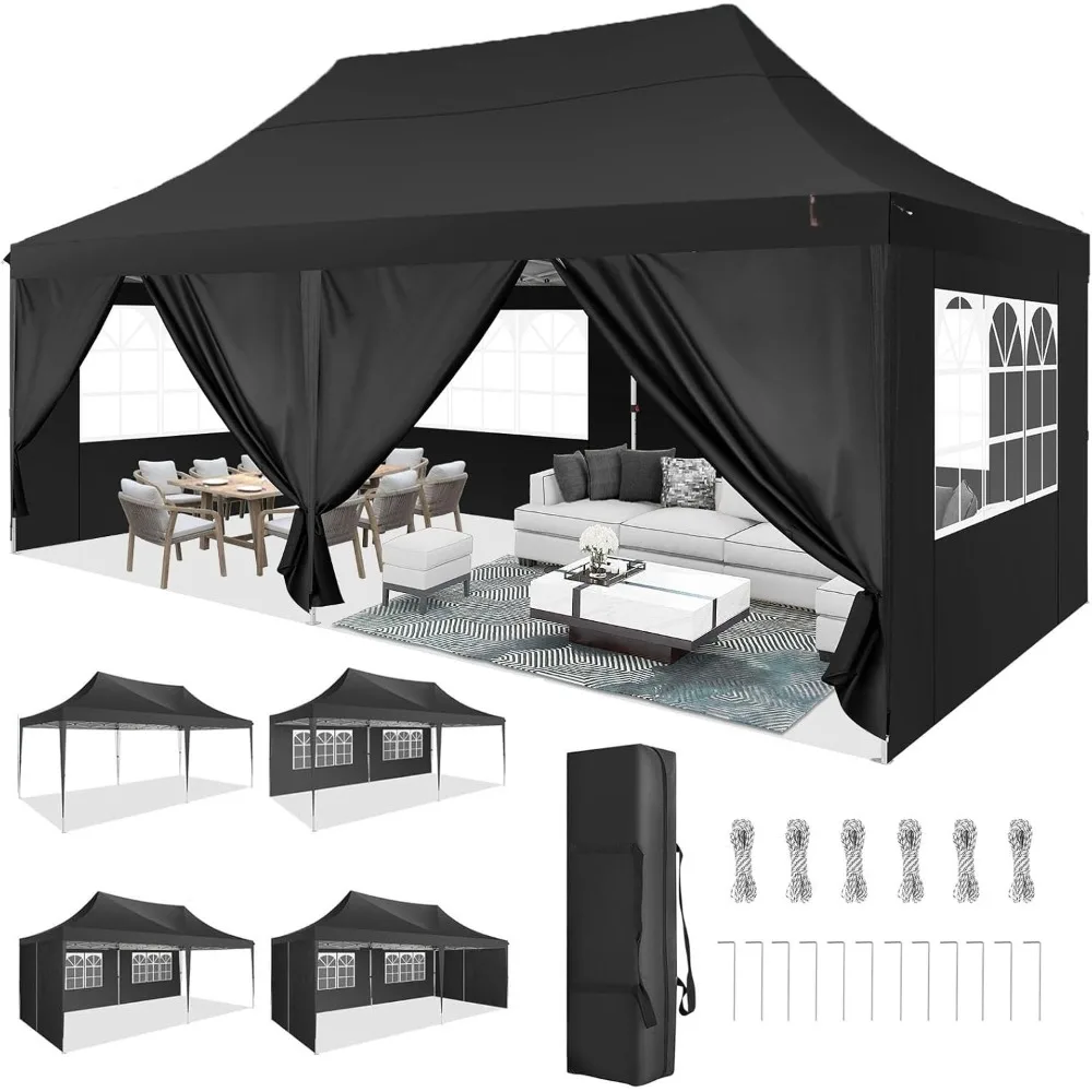 

10x20 Pop Up Canopy with 6 Sidewall, Commercial Canopy UPF 50+ Waterproof Outdoor Gazebo with Carry Bag, Tents for Partie