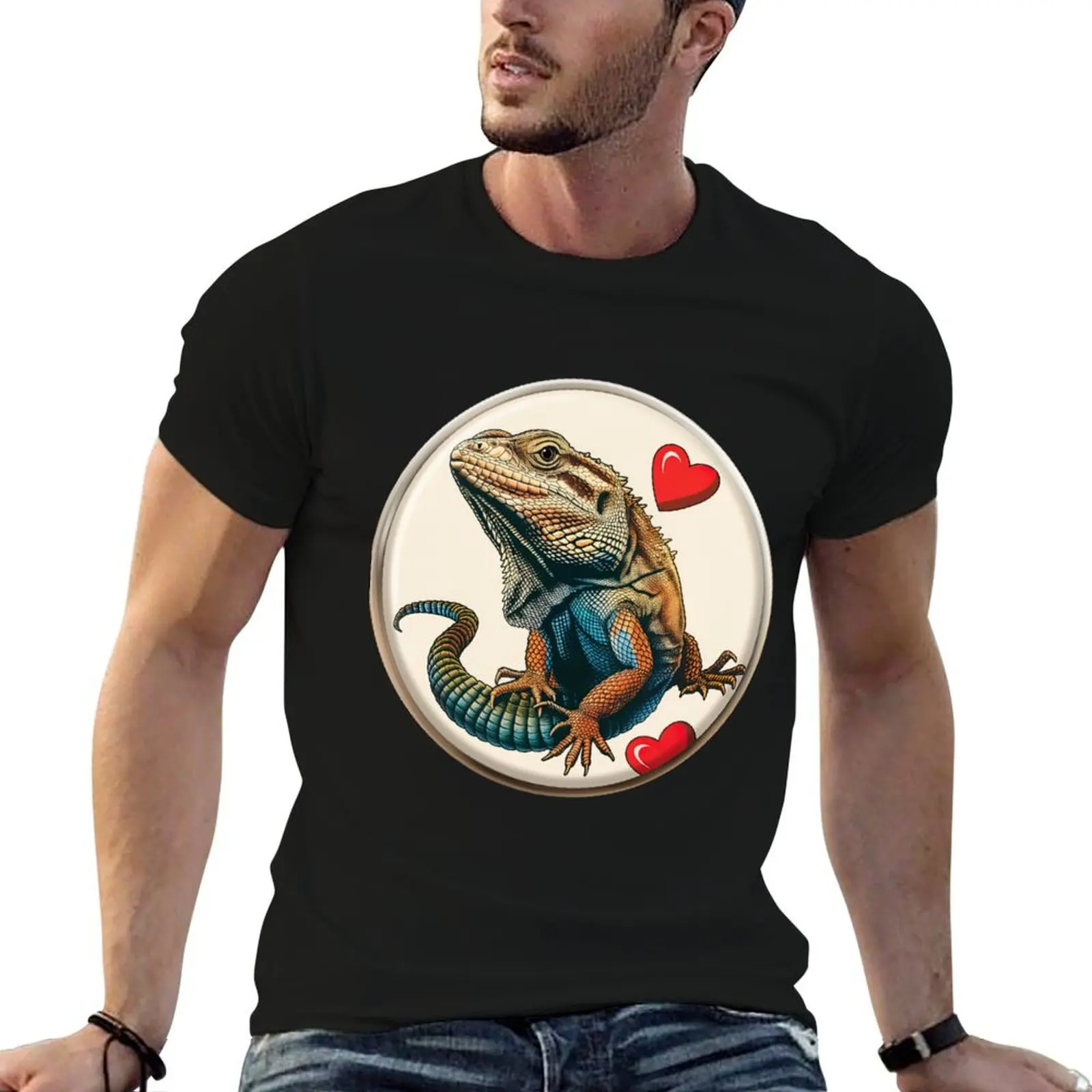 Camiseta Iguana Love, camisetas para hombre, camiseta divertida de algodón, paquete de camisetas de algodón, camiseta 100% de algodón