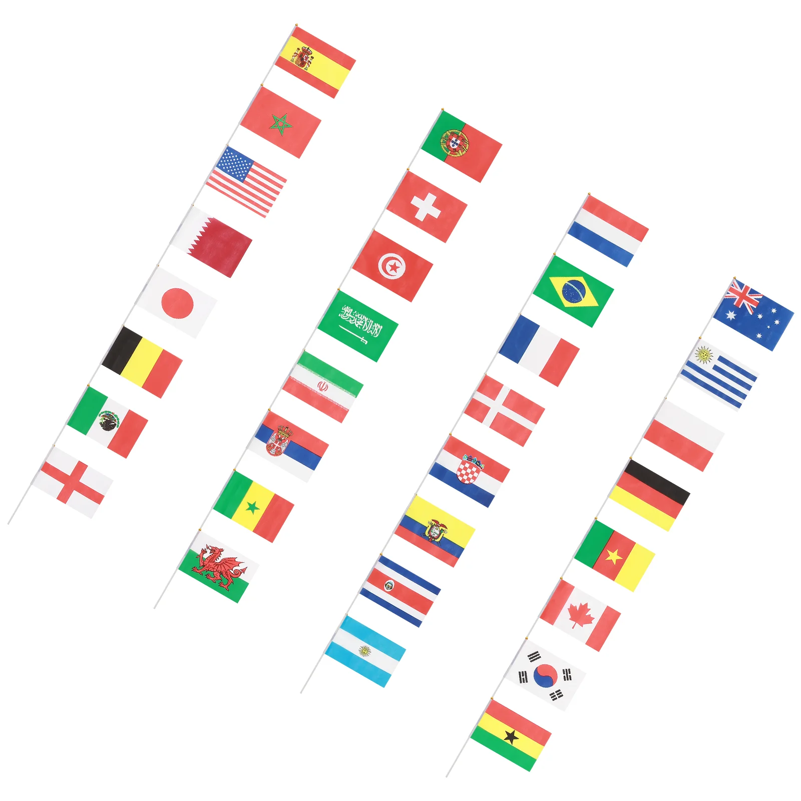32 PCS Flags of The Held International Banner Country American Stick Hand Small Desk
