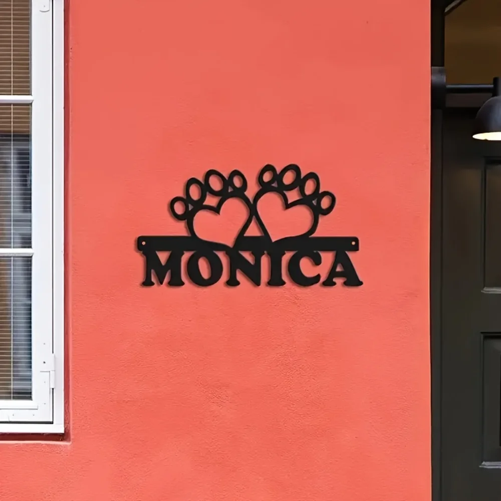 

Personalized Metal Love Heart & Dog Paw Wall Art with Custom Name Engraving Ideal Decor for Rooms and Gift for Pet Lovers