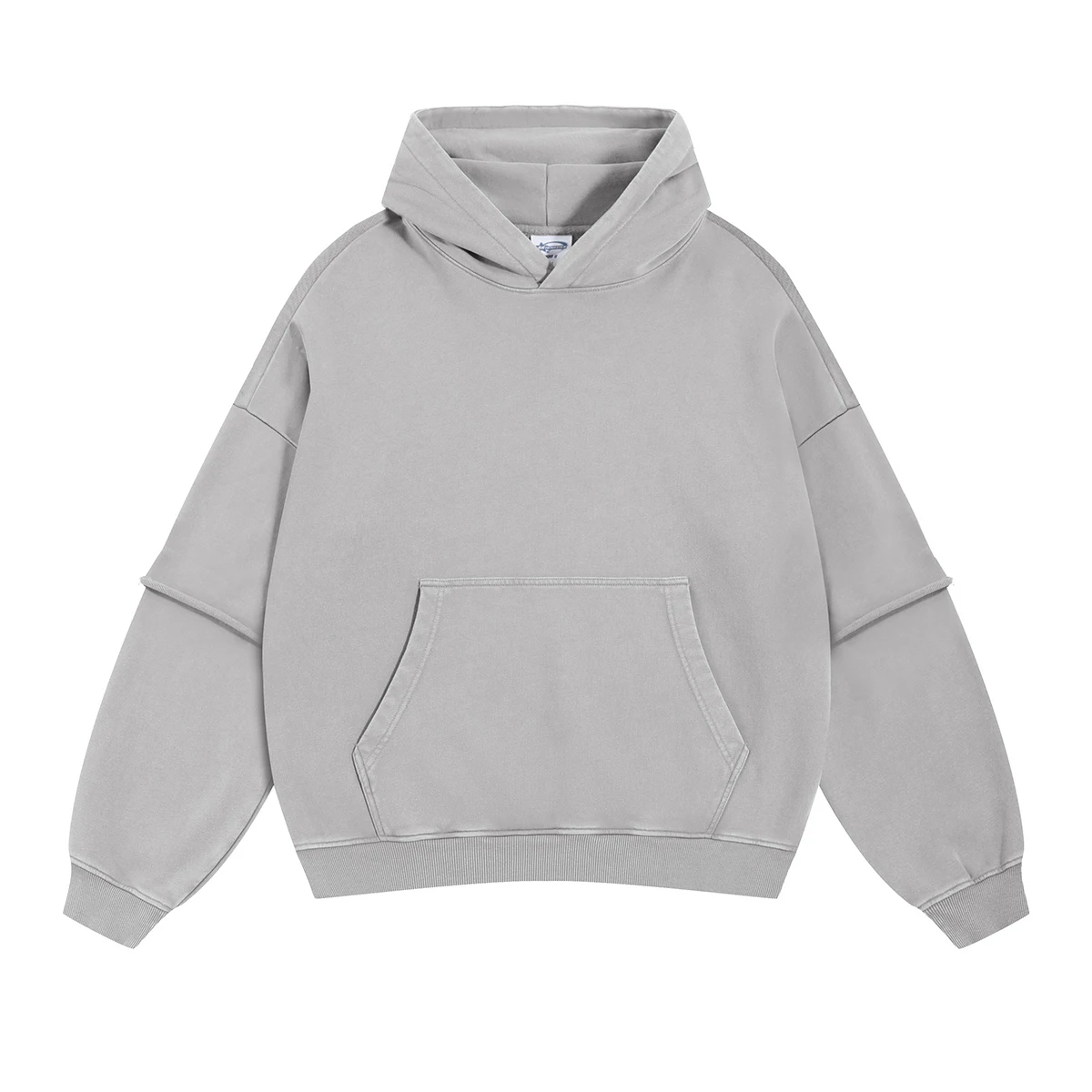 2025 Autumn/Winter New Fake Two Piece Washed Out Hoodies Acid Personalized Loose Edge Sleeve Hooded Sweatshirts for Men Women