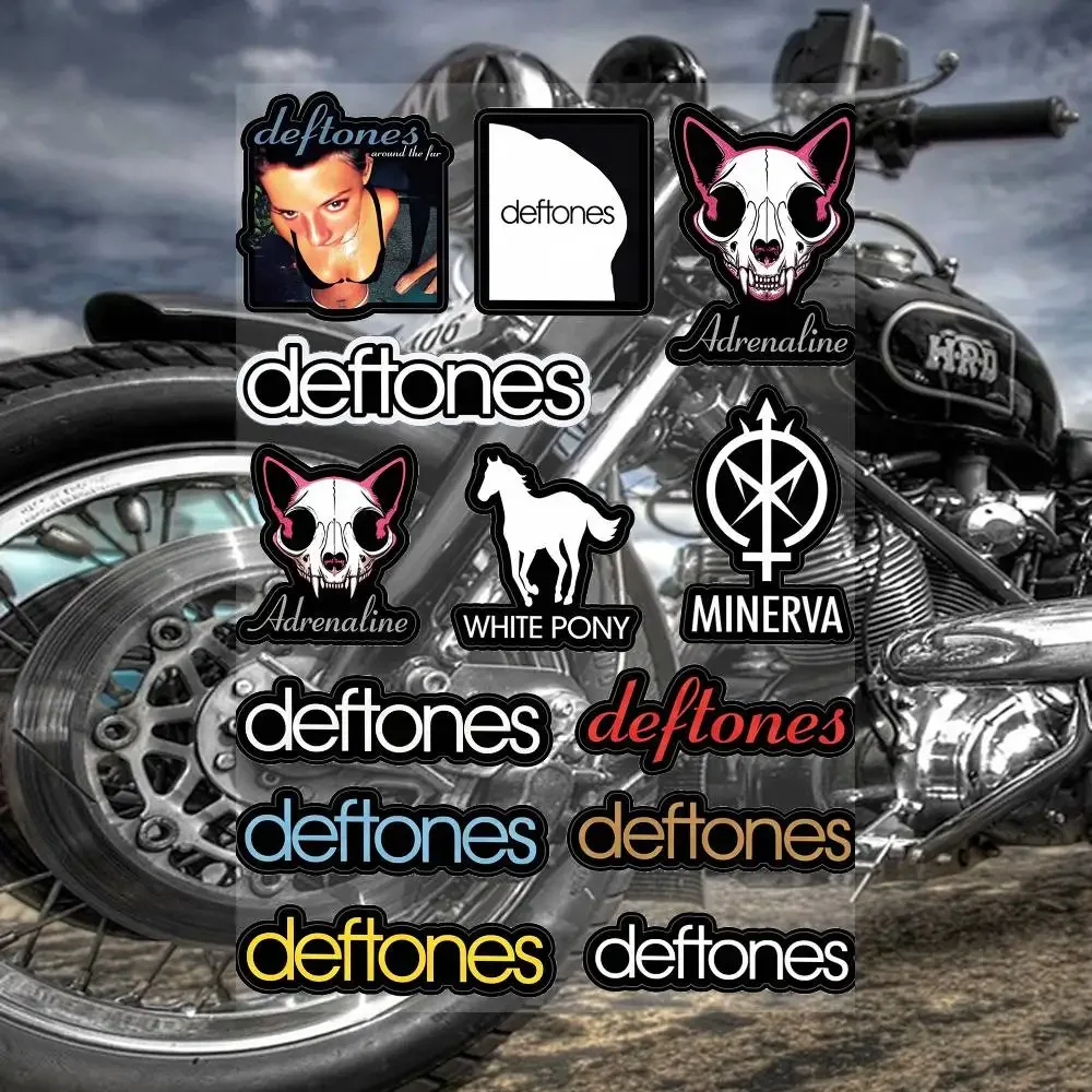 D-Deftones Album Motorcycle Sticker Set Reflective Decals for Helmet Fuel Tank Fairing Body Custom Bike Graphics Kit