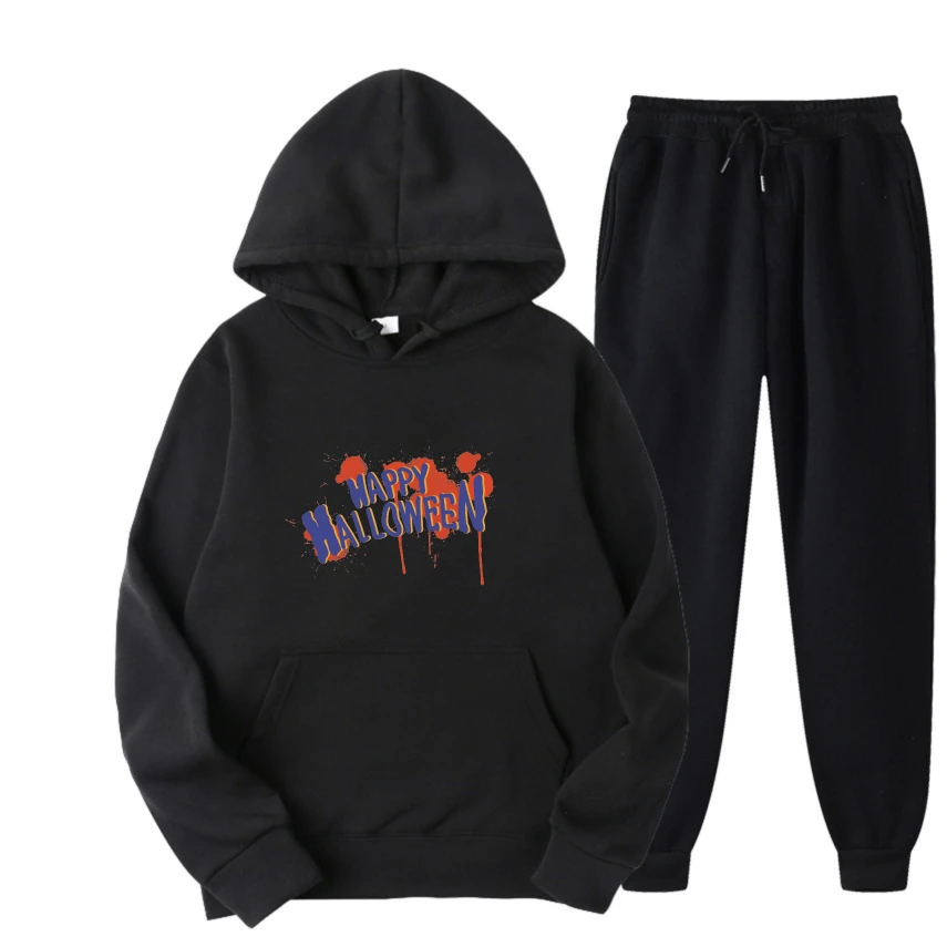 

2025 Red bloodstained English print set Men Fashion Hoodies Casual Spring And Autumn Street Wear Breathable Pullover Sweatshirt