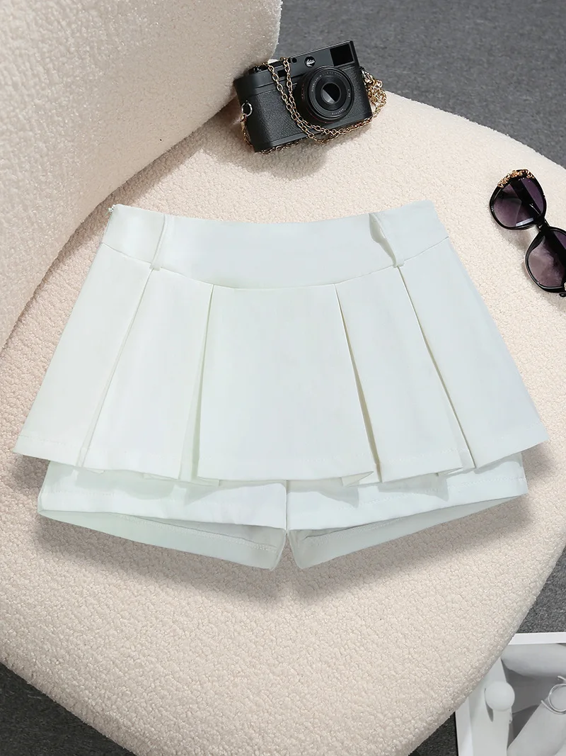 2026 Spring New Design Gray Pleated Mini Skirt