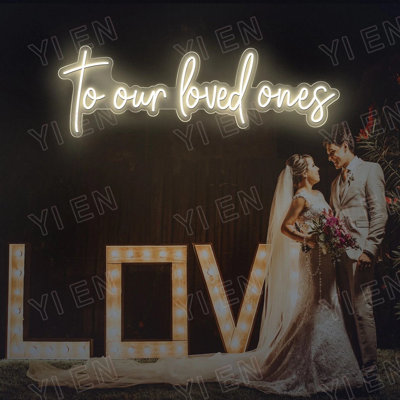 To our Loved ones Wedding Neon Sign, Neon Wedding Quote Sign, Boho Wedding Neon Sign, Wedding Backdrop, Wedding Decor, Backdrop